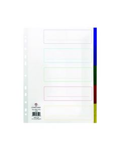CONCORD DIVIDER 5-PART A4 EXTRA WIDE POLYPROPYLENE MULTICOLOURED 66099