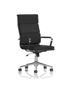 HAWKES HIGH BACK BLACK LEATHER EXECUTIVE OFFICE CHAIR WITH ARMS