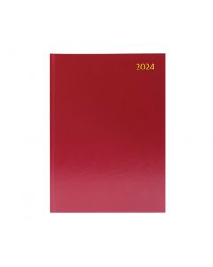 DESK DIARY 2 PAGES PER DAY A4 BURGUNDY 2024 KF2A4BG24