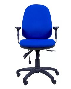 INCA HIGH BACK CHAIR WITH LUMBAR PUMP AND HEIGHT ADJUSTABLE ARMS BLUE COLOUR
