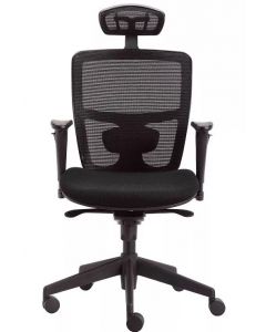 HIGH BACKED MESH CHAIR COMES COMPLETE WITH HEADREST- COLOUR BLACK