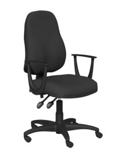 O.A SERIES HIGH BACK OPERATORS CHAIR WITH FIXED ARMS - BLACK