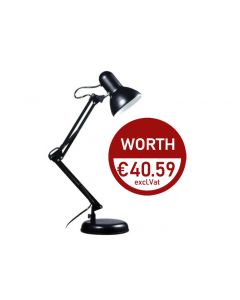 A STUDIO DESK LAMP THAT ADDS A CONTEMPORARY LOFT VIBE TO THE LIVING ROOM OR HOME OFFICE COLOUR : BLACK