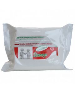 CLEANING WIPES FOR HANDS AND SURFACES,WITH ANTIBACTERIAL AGENT. 20 WIPES PER PACK.