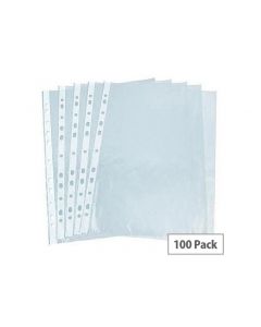 A4 PUNCHED POCKET CLEAR 35 MICRON 270486 (PACK OF 100 POCKETS) WX24001