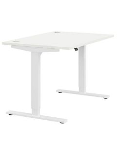 ZOOM HEIGHT ADJUSTABLE DESK WHITE TOP WHITE LEG 1200MM X 800MM WITH PORTALS
